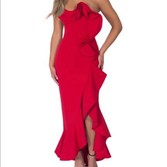 Black strapless ruffle gown - Picture 3 of 3